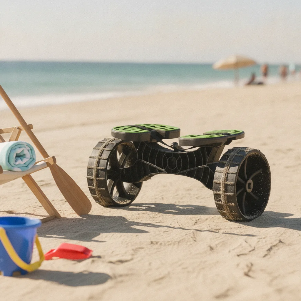 Beach Trailer Cart Single Unit Load-Carrying Beach Cart Sand Wagon Cup Holders Outdoor Carrier 100 Lbs Capacity
