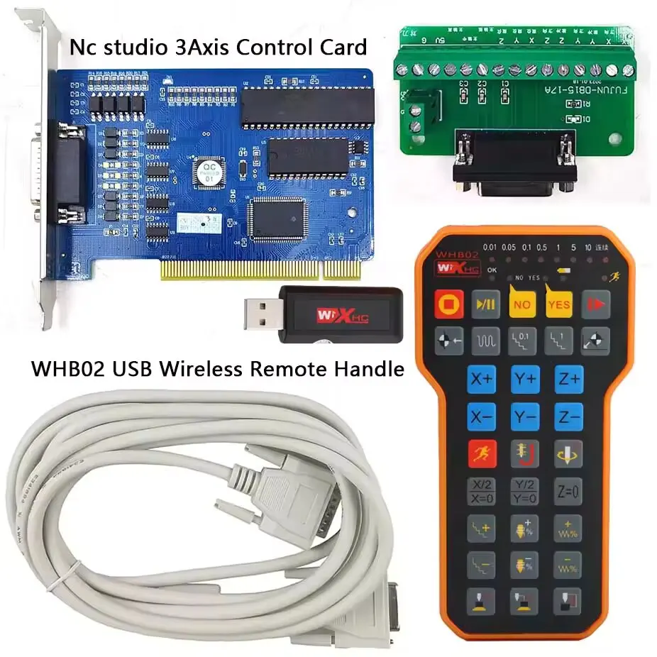 Nc Studio Controller Kit 5.4.49 Ncstudio Control Card + XHC WHB02 USB Wireless Remote Handle For CNC Engraving Cutting Machine