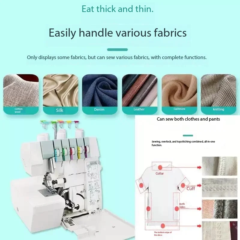 Versatile 855 Sewing Machine for Line Hemming, Zigzag and Stretch Stitches, 857 Overlock Machine with English Manual