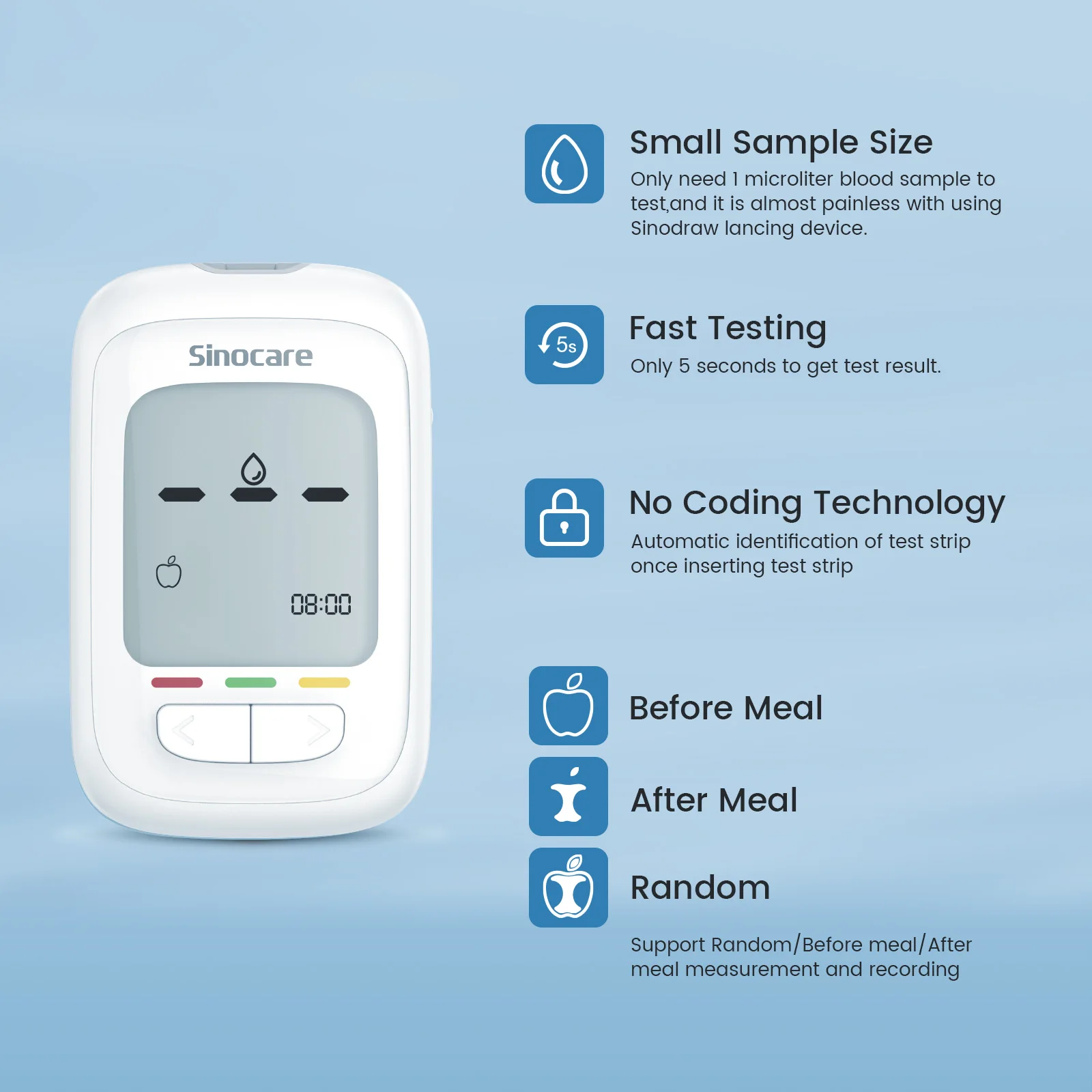 Sannuo Sinocare New AQ Pro I Blood Glucose Meter Diabetes Monitor 2023 New Upgrade with strips and lancets 50/100/200