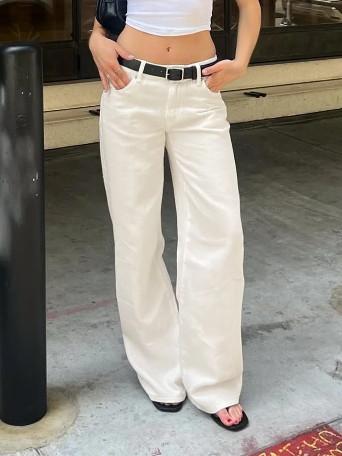 

2025 Basic Aesthetic Casual Slim Denim Pants Low Waisted Fashion Y2K Jeans Streetwear Harajuku Pockets Cotton Bottoms