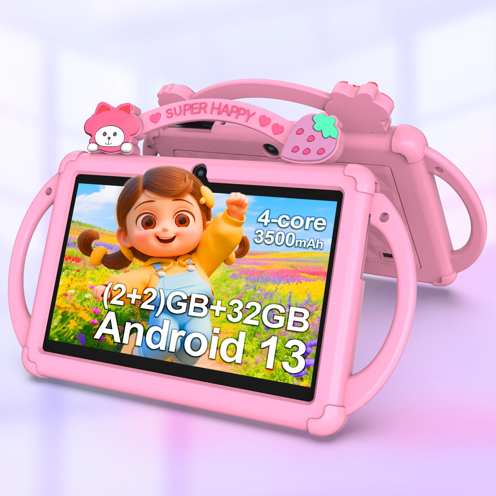 Tablet per bambini Android 13 da 7 pollici, tablet WiFi 5G, processore quad-core, 4 GB (espansione 2 g di memoria) RAM+32 GB ROM, con genitore
