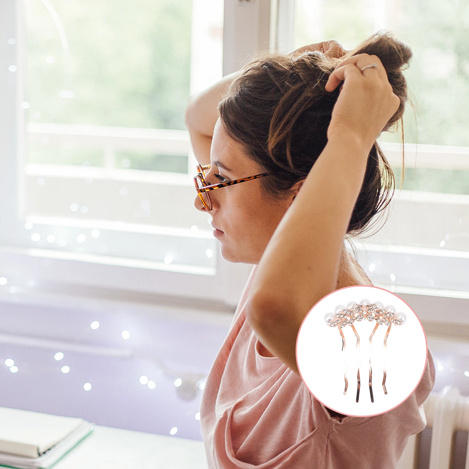 

2pcs Pearl Hair Comb Women Bridal Wedding Accessories Vintage Side Hairpin Alloy Rhinestone Elegant Practical