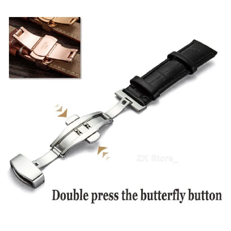 Genuine Cowhide Watch Straps with Box WatchBand 14mm 16mm 18mm 20mm 21mm 22mm 24mm Watch Bracelet Butterfly Clasp Wristband Belt