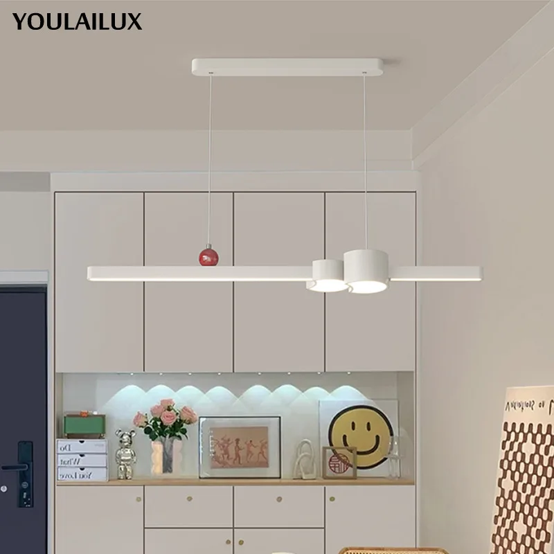 Led Long Strip Restaurant Pendant Lights Simple Dining Table Bar One-word Chandelier Modern Home Indoor Decoration Lighting Lamp