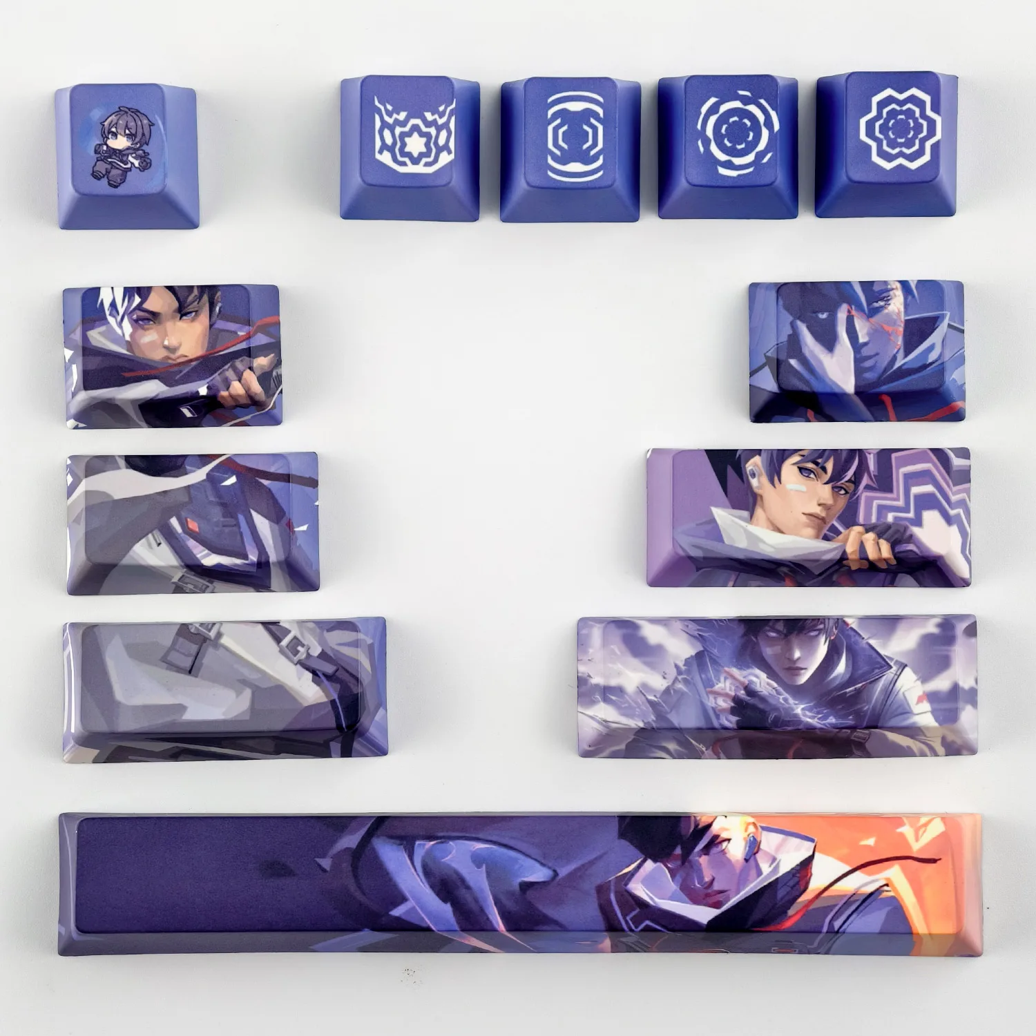 MAIMOOO Valorant Iso Keycaps 12Keys Cherry Profile PBT Thermal Sublimation Custom Anime Game Keycap for Mechanical Keyboard