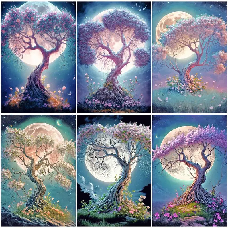 

SDOYUNO Painting By Number Adults Tree Paint Kit Hand Painting Livingroom Decorations For Home Canvas Art Painting