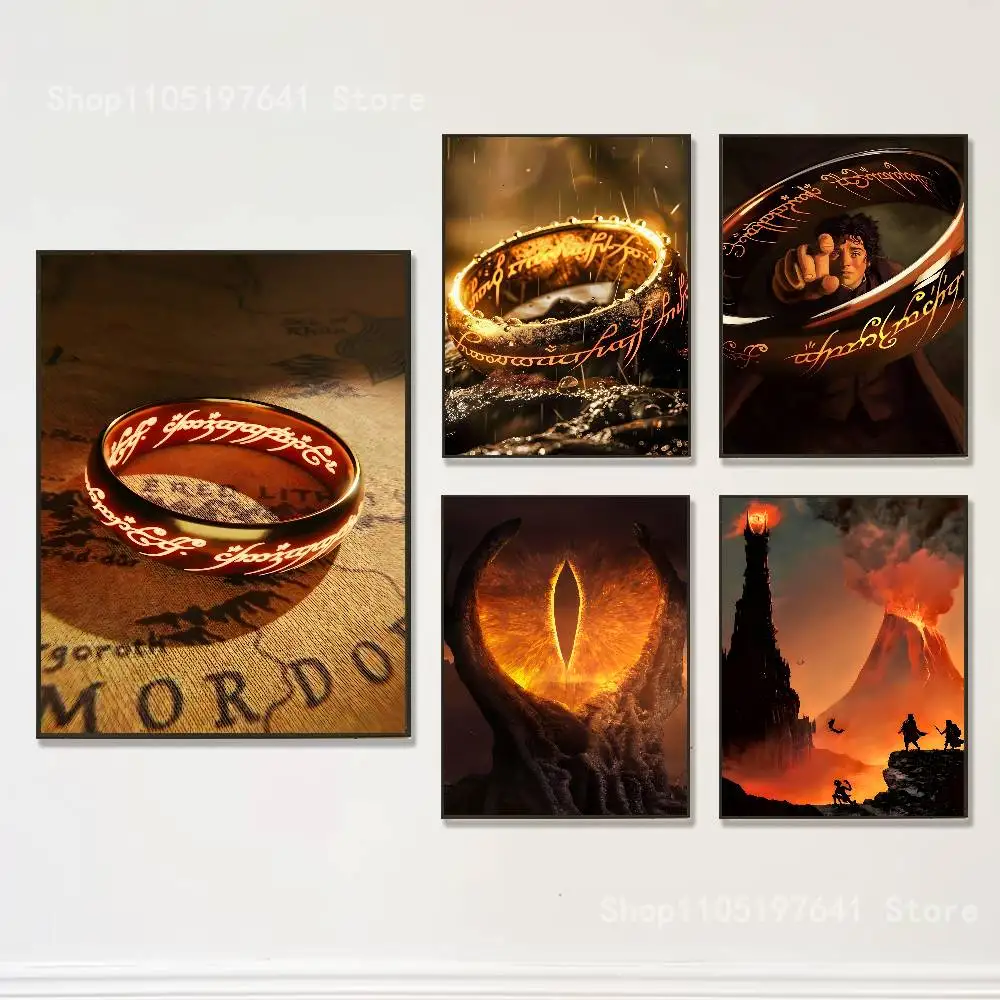 

L-Lord of the R-Rings Map Logo Club Bar Paper Vintage Poster Wall Art Painting Bedroom Study Stickers
