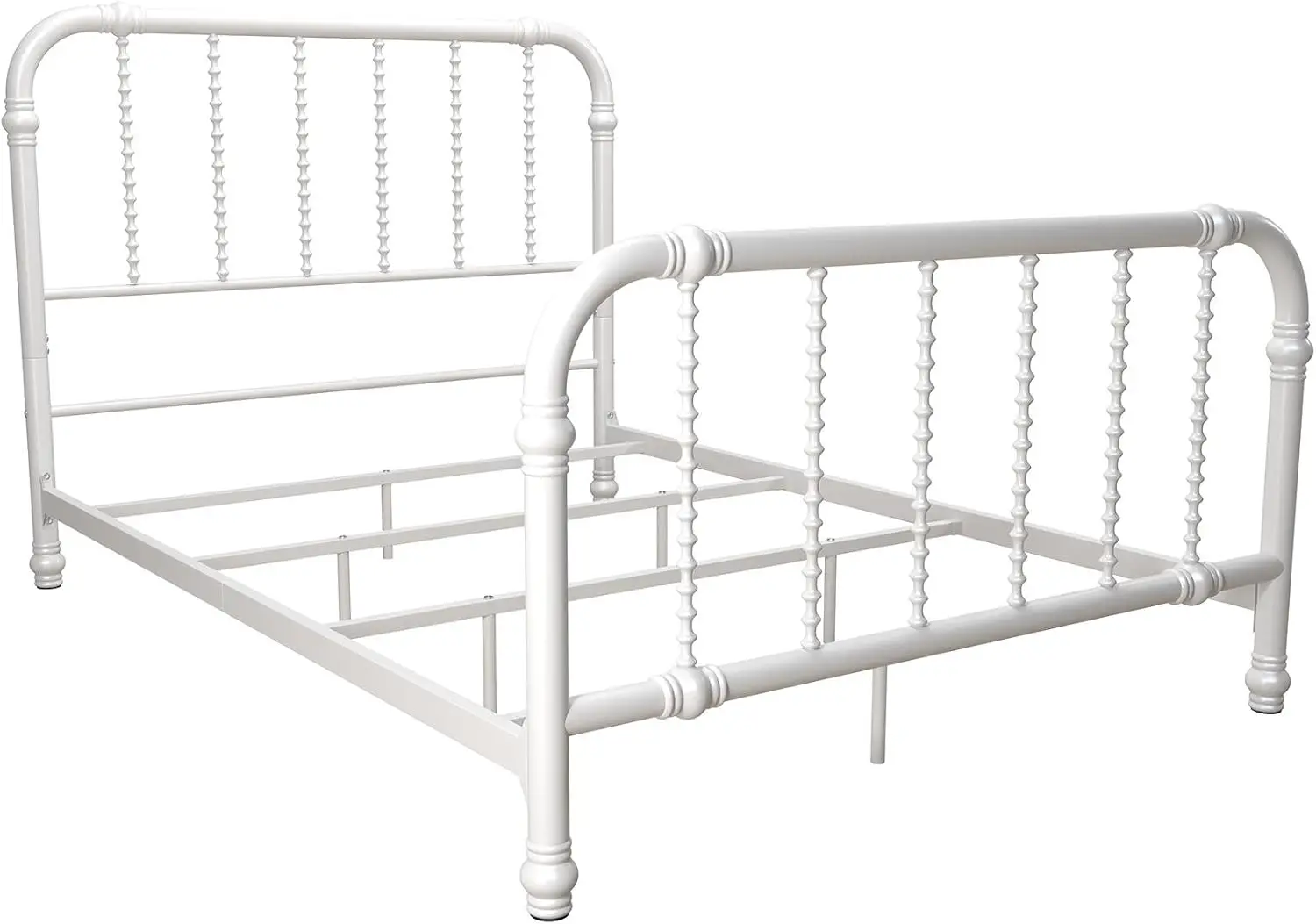 

Jenny Lind Kids Metal Bed Frame With Country Chic Headboard And Footboard, Underbed Storage Space For Toys, Twin, White