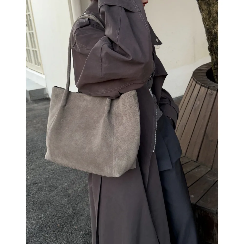 Frosted Cowhide Shoulder Bag Women's Large-capacity and Versatile 2026 New UniqueCommuting Simple Texture Fashionable and Simple