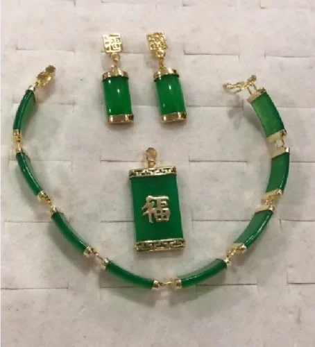 

New Jewelry Set Emerald Emerald Blessing Good Luck Gift Fashion Temperament NO BOX