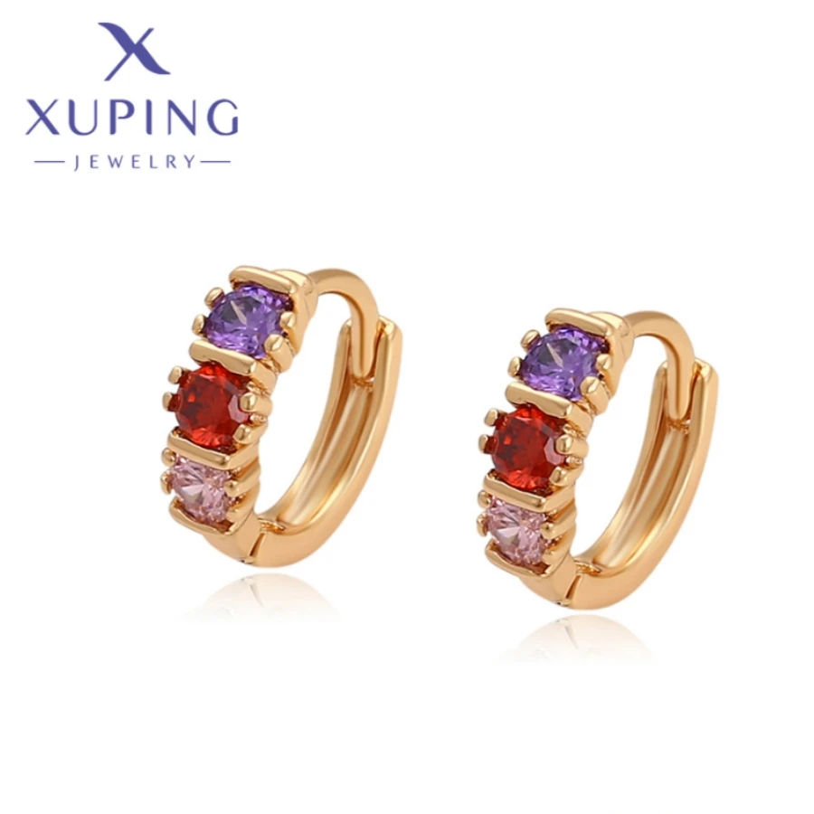 Xuping Jewelry Hot Sales Fashion Circle Shape Elegant Gold Color Hoop Earrings for Women Girl Premium Luxury Gift 14E24082802