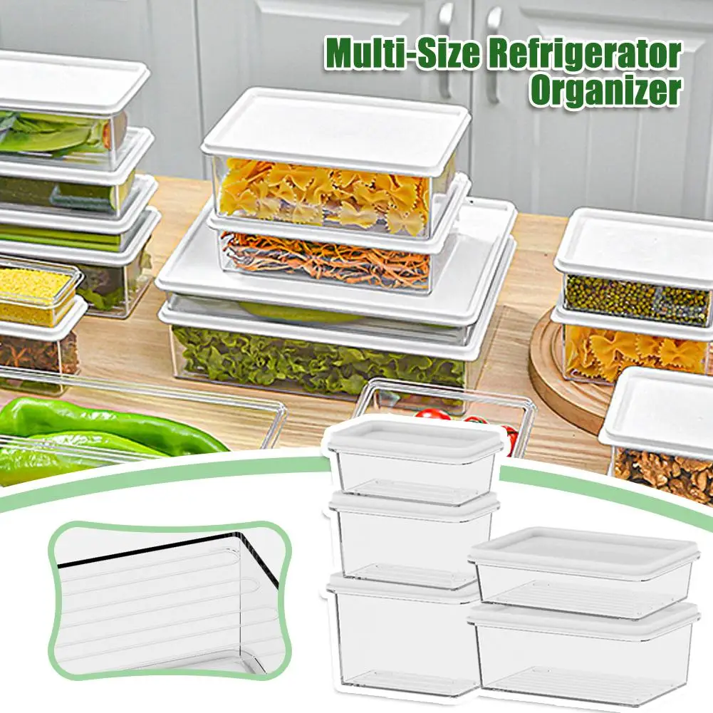 Refrigerator Storage Boxes Food Fresh Organizer Cold Fruit Crisper Container Storage Food Spice Boxes E6V3