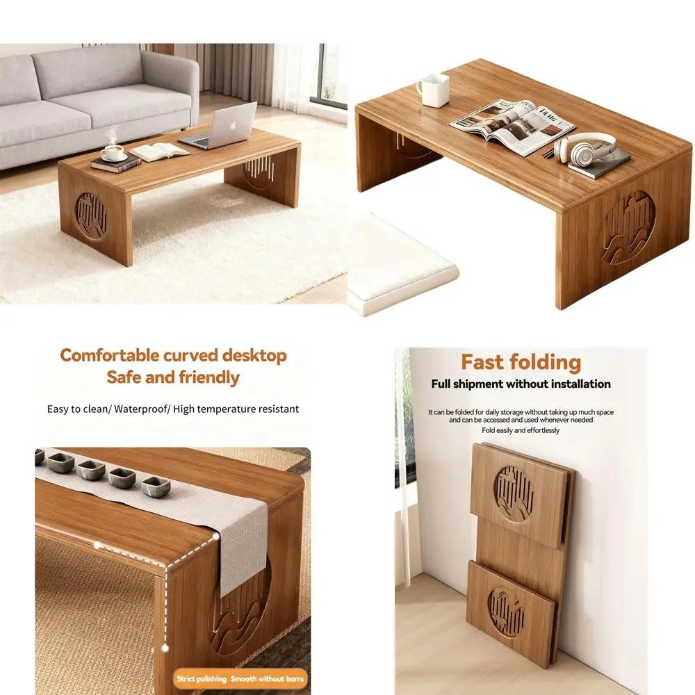 

Japanese-Style Floor Coffee Table, Compact for Seated Use, Easy Assembly-Free, Ideal for Living & Dining Rooms, 31.5