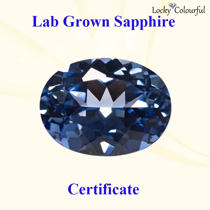 Lab Grown Sapphire Cornflower Color Oval Shape Charm Beads Top Quality for Diy Jewelry Making Material Selectable AGL Certifica