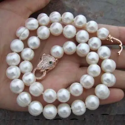 

HUGE AAA 9-10MM NATURAL SOUTH SEA WHITE PEARL NECKLACE 18INCH