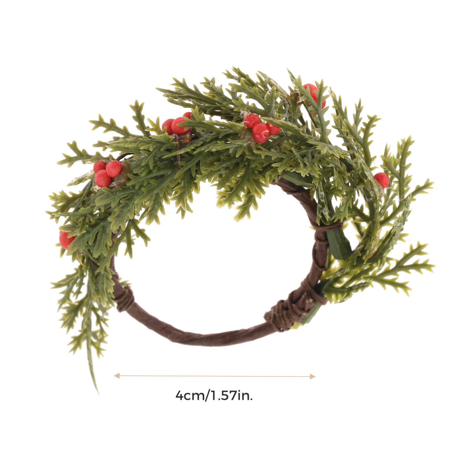 6Pcs Christmas Napkin Rings Xmas Wreath Red Berries Napkin Holder Buckle Table Decoration For Holiday Party Dinner Banquet