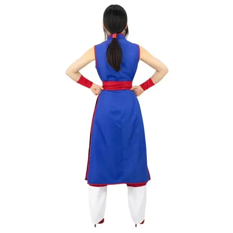 

Hot Anime Chichi Cosplay Costume Sexy Cheongsam Slit Dress Blue Longuette Skirt Halloween Kung Fu Chichi Flight Wear