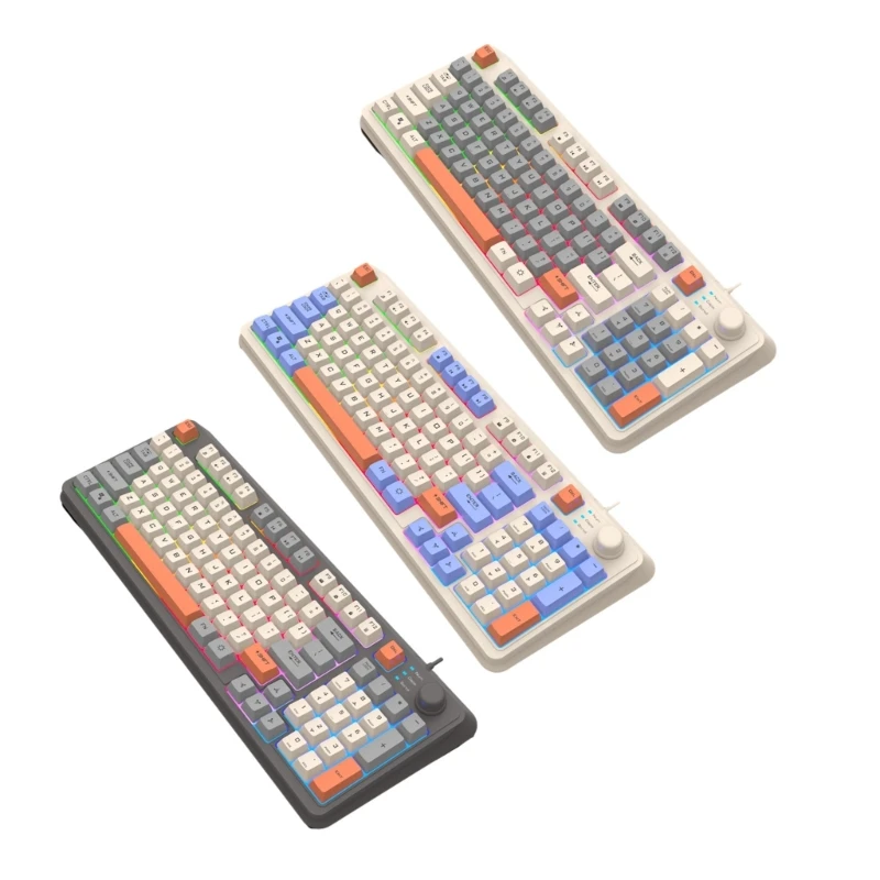 

HX6A K82 Gaming Keyboard 94Keys Durable Plastic Keycaps Three Color Matching Backlit for Game Mechanical Feel Keyboard