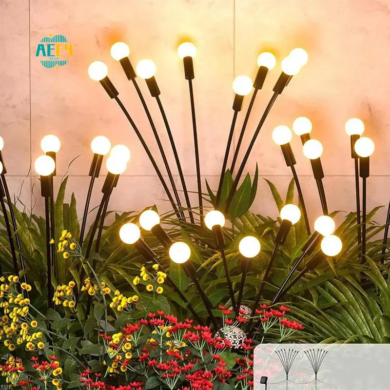 

AEE4-2 Pack 12 светодиодных солнечных фонарей, новые модернизированные фонари Firefly, качающиеся на ветру для наружного двора