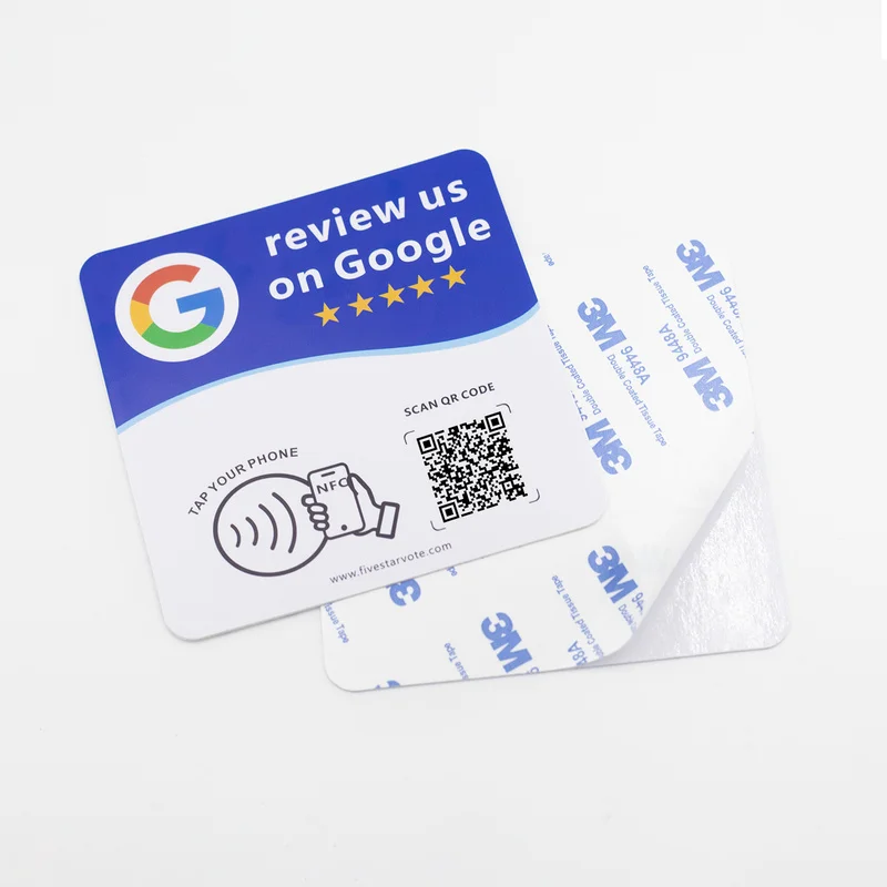 Ultra Thin 0.2cm NTAG215 13.56MHz NFC Sticker Tap To Google Review Editable Dynamic QR Code For Business Feedback