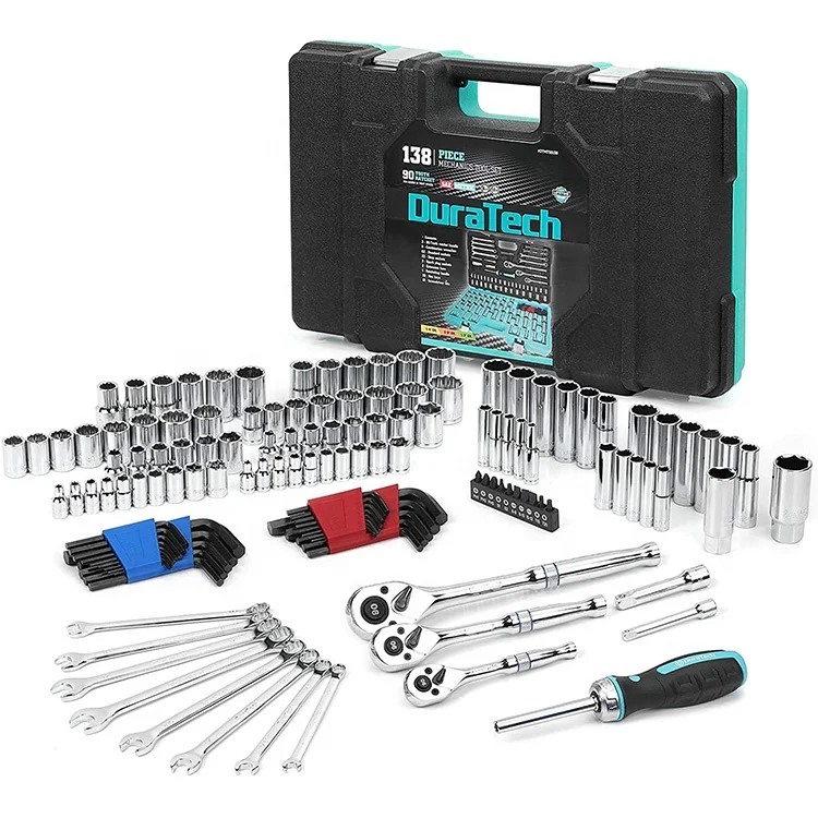 138pcs Mechanic Tool Kit and Socket Set 90-Tooth Ratchet Wrench  for Auto