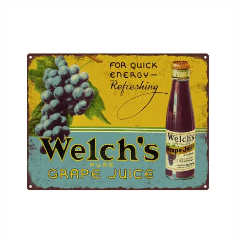 1930's Welch's Grape Juice Bottle Home Decor Art Metal Sign 9x12