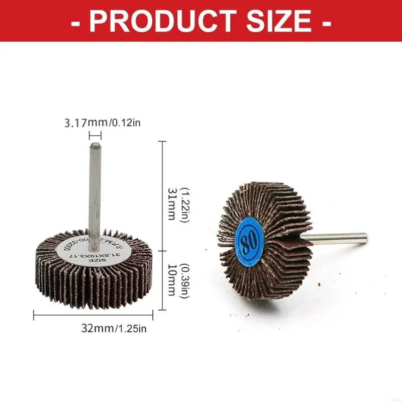 5 stuks industriële kwaliteit 80 korrel schuurklepwiel slijpschijven 32 mm schacht