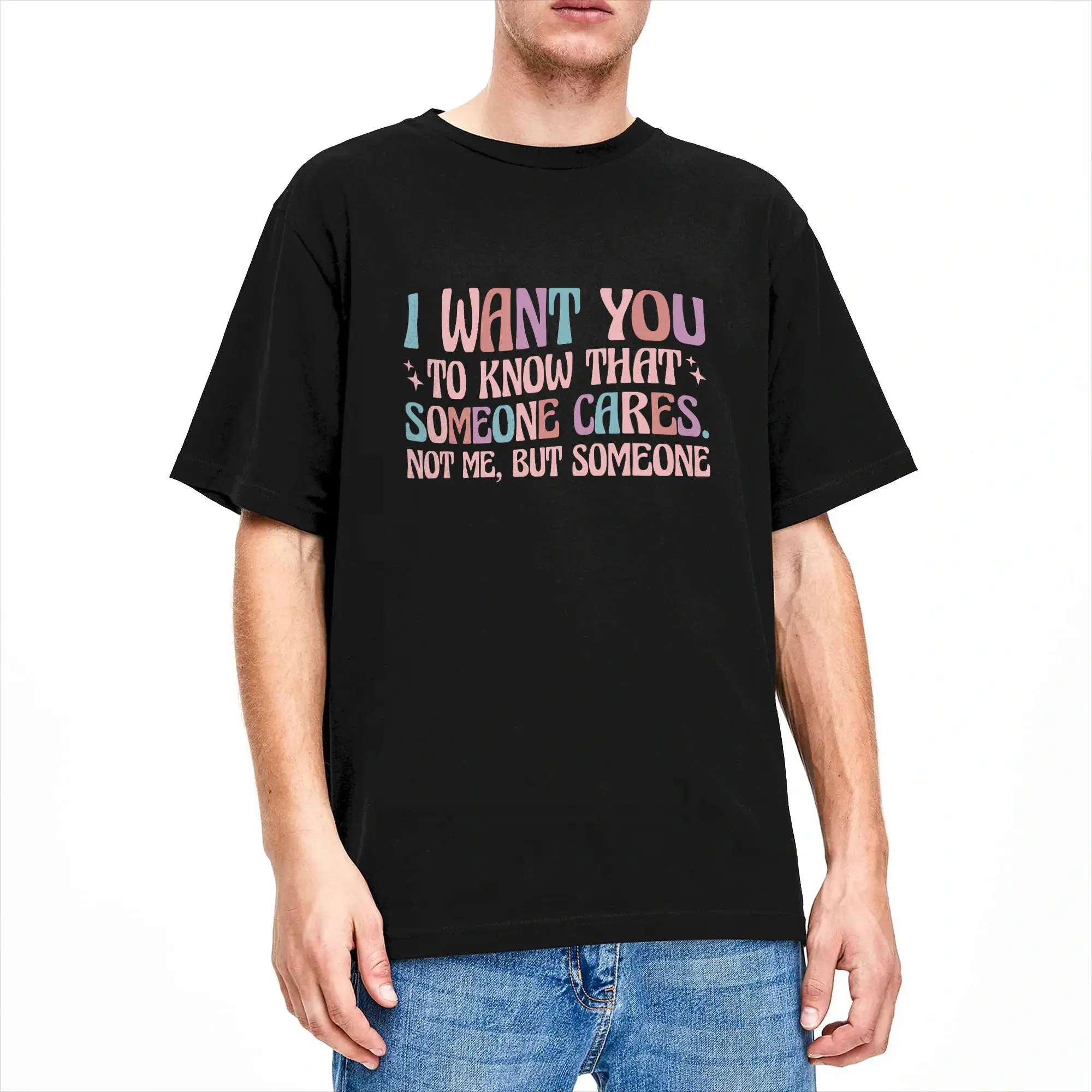 Vintage T-Shirt Summer I Want You To Know That Someone Cares Hipster T Shirts  Cotton Tee Shirt for Men Y2K Short Sleeve Clothes