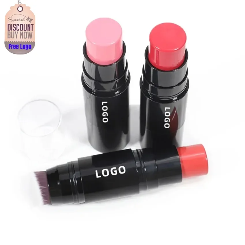 

Private Label 7colors Double-head Blush Stick with Brush Ace Creamy Peach Brighten Lasting Waterproof Rouge Blusher Bulk Makeup