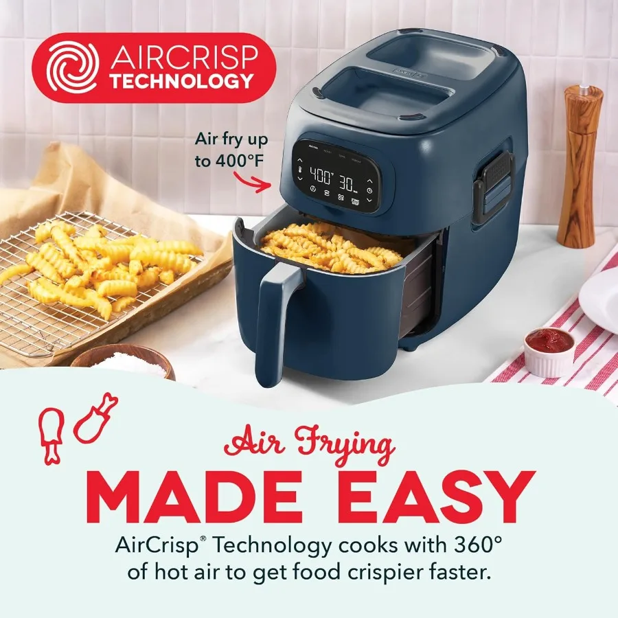 フリップフライ デジタル 2in1 グリル + エアフライヤー 4つの機能搭載 7クォート容量 室内調理用：フライドポテト、手羽先などのエアフライに最適