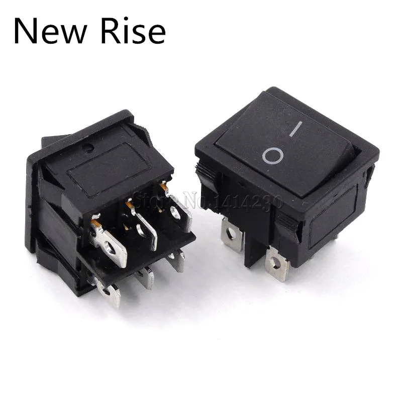 10Pcs KCD5 21X24mm 21*24mm 6 Pin 2 Position 6A/12A 250VAC ON-OFF Black Rocker Switch