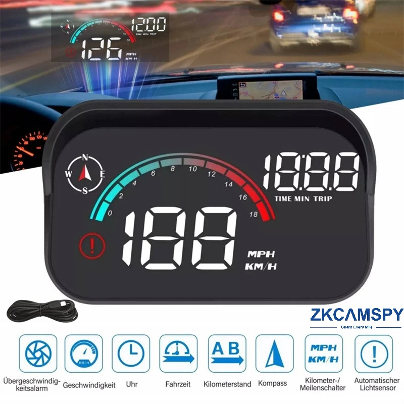 M22 Universal Car HUD Head Up Display GPS Digital Speedometer HD Windshield Projection for All Cars