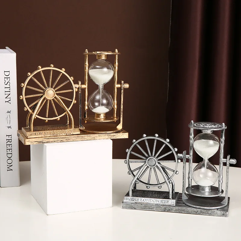 Retro Ferris Wheel Hourglasses Timer Movement Sensory Sand Clock for Kids Adults Stress Relief Props Home Office Desktop Decors