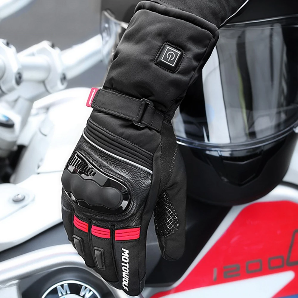 Motorrad Winter Reiten Warme Samt Handschuhe Wasserdichte Drei-Gang Einstellbare Elektrische Handschuhe Touchscreen Schutz Handschuhe