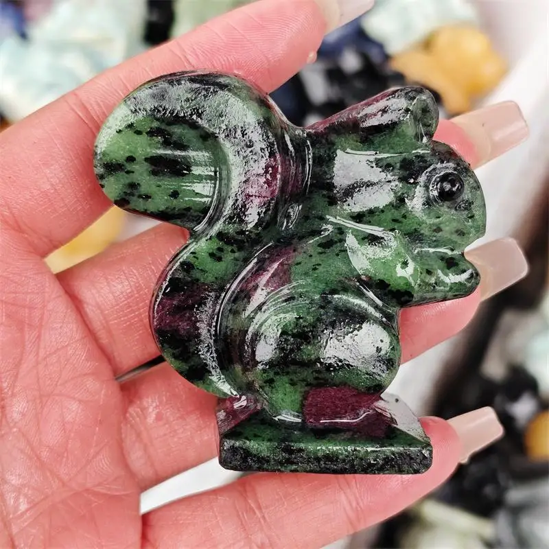 Natural Crystal Quartz Ruby In Zoisite Pink Opal Carving Energy Gem Reiki Healing Home Decoration Gift Collection 1pcs