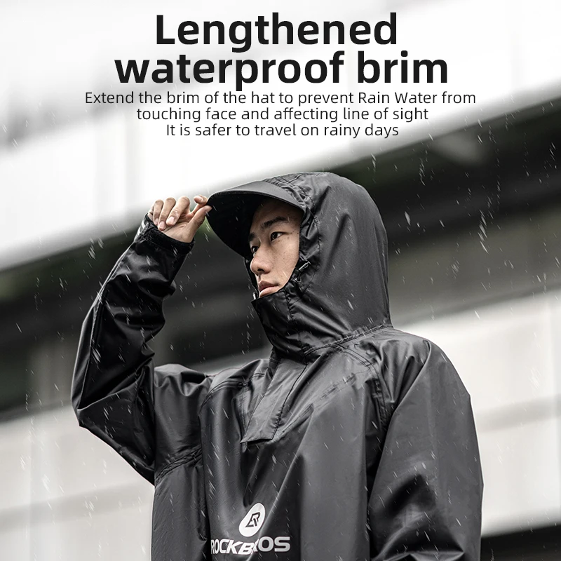 ROCKBROS Bicycle Raincoat Cycling Jacket Backpacks Poncho Rainproof Coat Brim With Hood Electromobile Waterproof Windproof Cloak