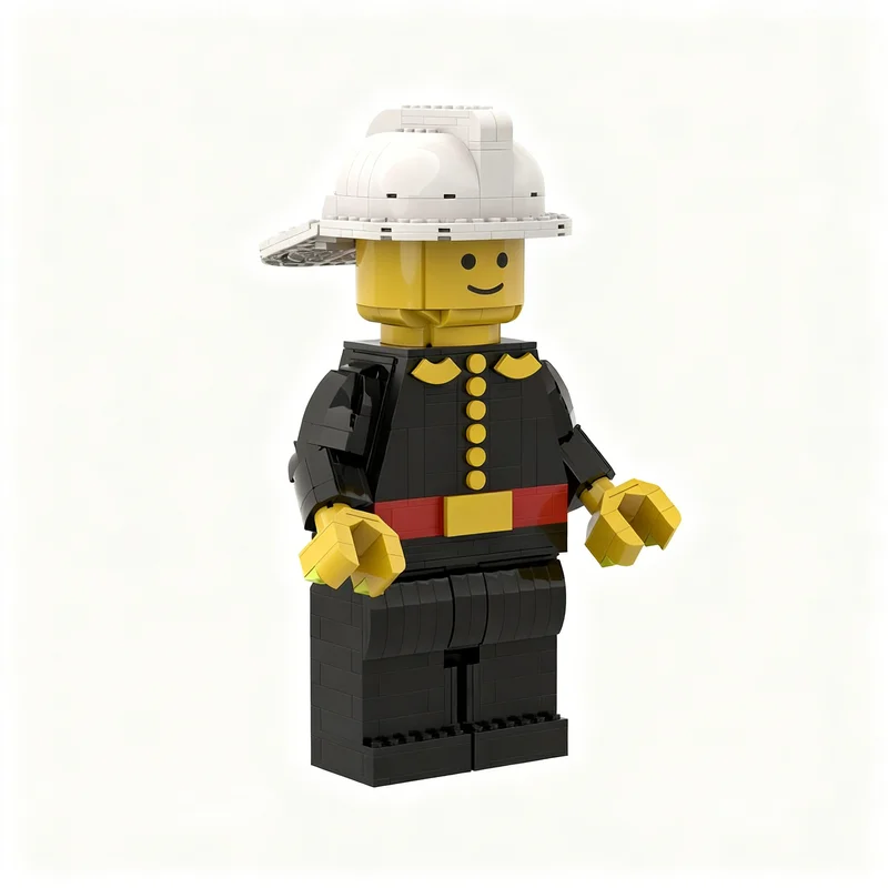 

681PCS MOC Creative Model Up Scaled Classic Fire Firefighter White Helmet Building Blocks DIY Ideas Assembly Display Gift Decor