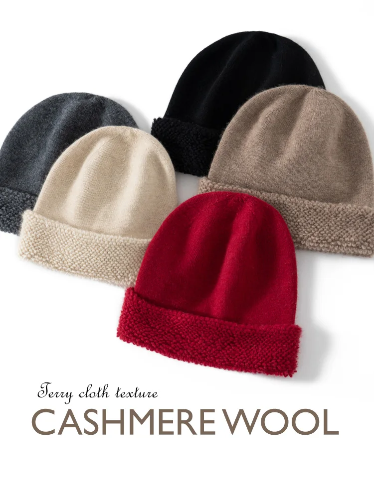 

Wool Cashmere Knit Beanie Thick Soft Fisherman Beanies Unisex Warm Watch Caps Dockers Hat Gift Men Terry Cloth Texture Women