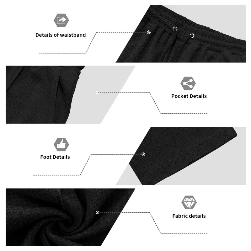 Herren-Jogginghose aus Waffelstrick mit geradem Bein, elastischem Bund und Seitentaschen – Detail 23