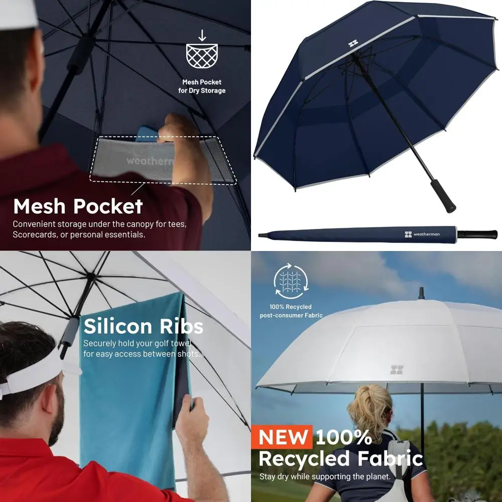 

Windproof Golf Umbrella - Sports Model - Resists 55 MPH Winds, 2 Sizes & 5 Colors