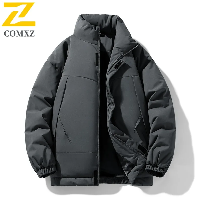 

COMXZ модная куртка с свободным воротником-стойкой, уличная минималистичная лыжная хлопковая стеганая куртка, утепленная зимняя мужская короткая зимняя куртка