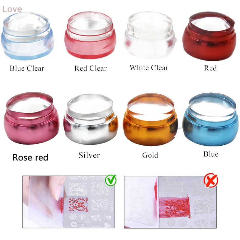 Gelee Silikon Nagel Stamper Schaber Mit Kappe Set Nagel Vorlagen Stempel Für Stempeln Polnischen Druck Maniküre Nail art Stempel Werkzeug