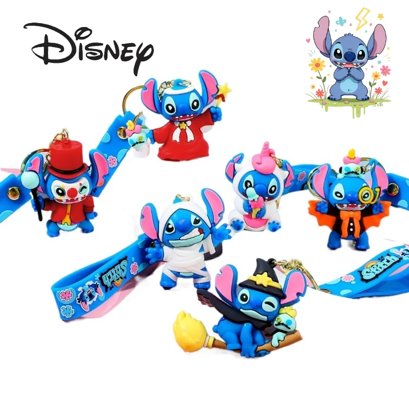 Disney Stitch Cartoon Cute Student Doll Portachiavi Creativo kawaii Zucca di Halloween Figura Ciondolo Anime Regalo periferico