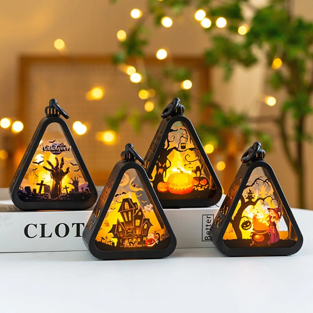 

1PC Halloween Lantern Lights Witch Castle Handheld Pumpkin Lanterns Lamp Ornament Halloween Ghost Festival Party Decor for Yard