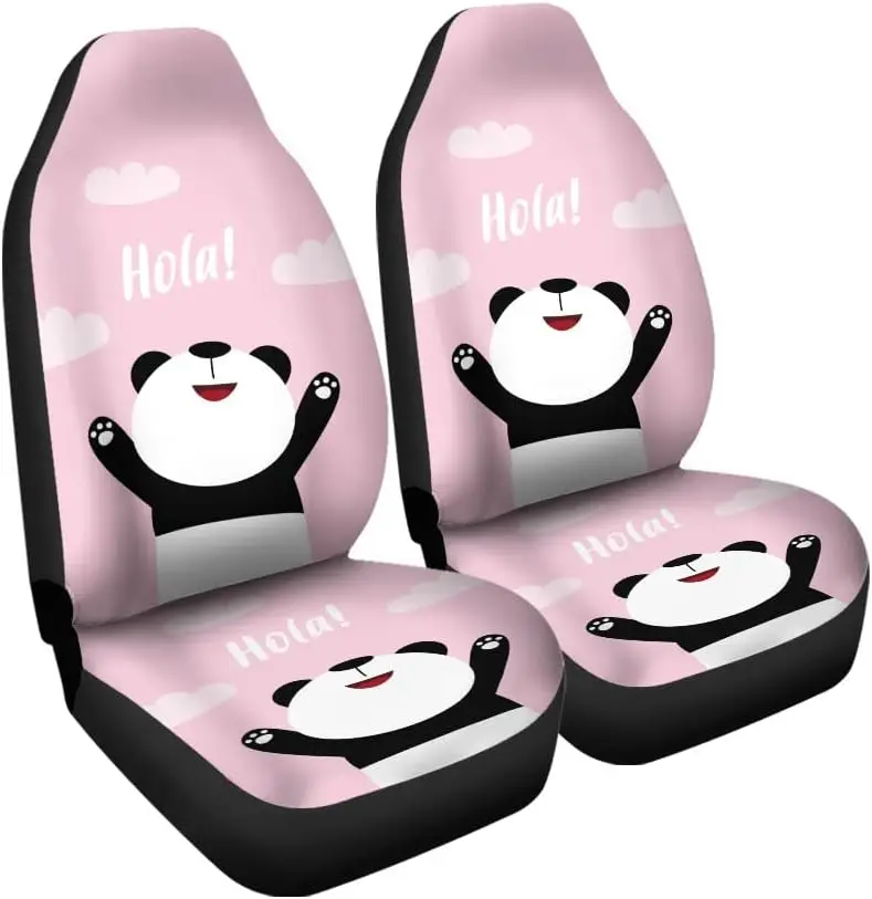 

Panda Says Hola Car Seat Covers Auto Front Seat Covers Set of 2 Universal Fit Most Vehicle Car Sedan Truck SUV Four Seasons