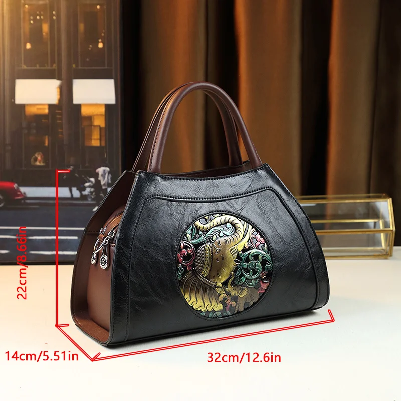 Handbag Women\'s Premium Bag Women 2024 New China-Chic Sculpture Mother Bag Large Capacity Women\'s Bag One shoulder messenger bag