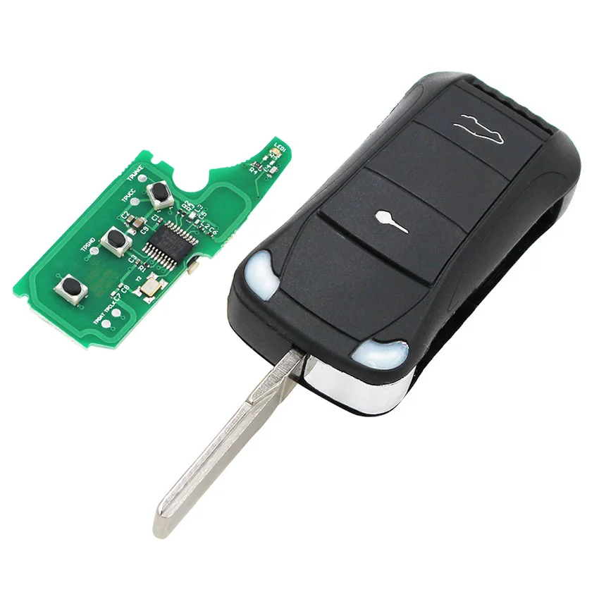 Ecusells 2/3/4 Buttons Remote Key Fob 315MHz/433mhz for Porsche Cayenne 2004-2011 with ID46 Chip Uncut HU66 Blade