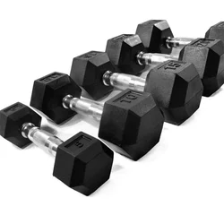 high quality gym fitness 5 kg black rubber  dumbbells hexagonal  dumbbell  set for weight  Physical Training