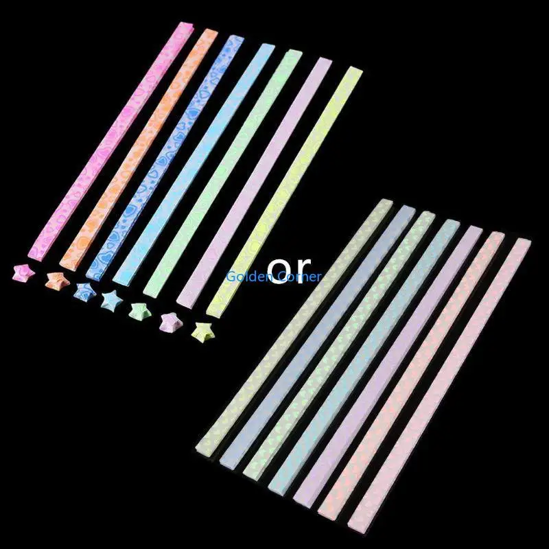 E15d 30pcs Luminous Lucky Star Folding Paper Lucky Star Paper Ribbon